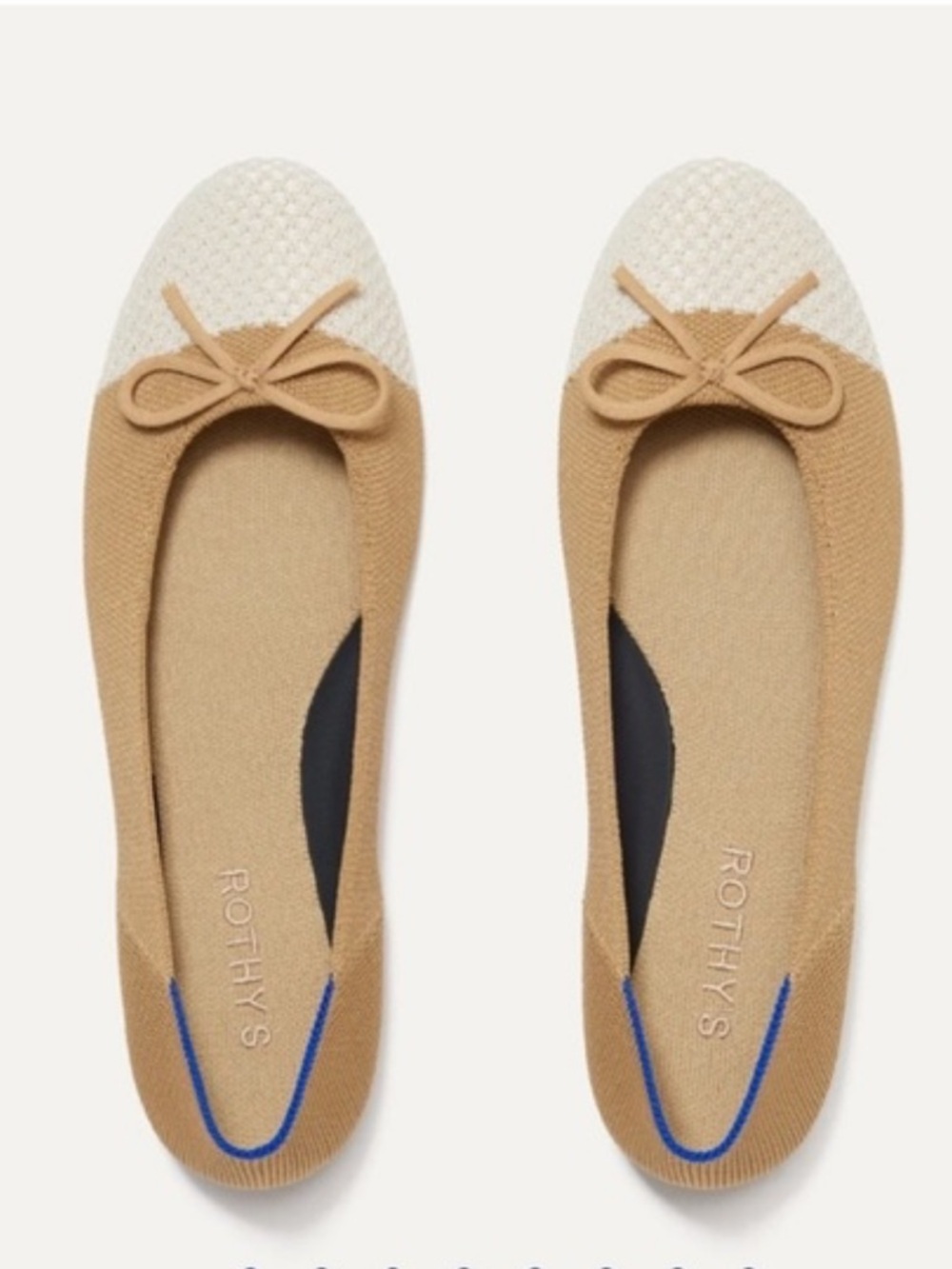 Rothy’s The Ballet Flat Pearl Cap Toe Bow Flats NIB Size 9.5